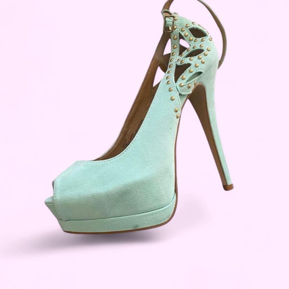 JustFab Mint Green Peep-Toe Heels